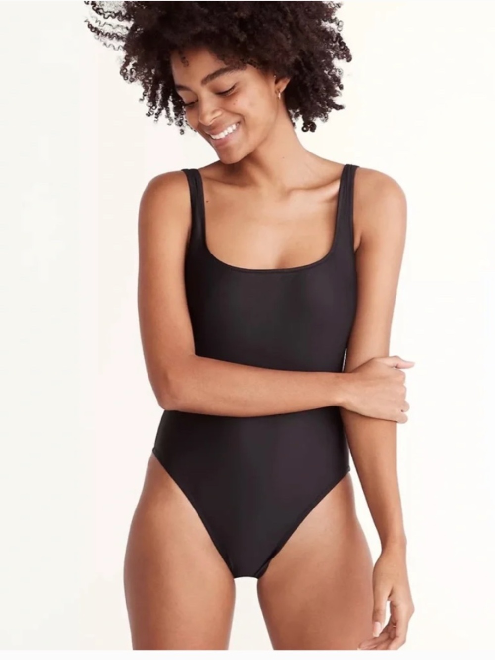 Madewell Large L black one piece swimsuit second wave square neck tank - Picture 1 of 5